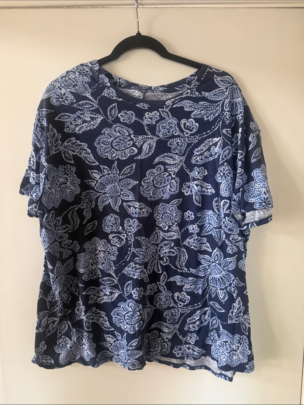 We The Free Navy & Light Blue Floral Short Sleeve Tee